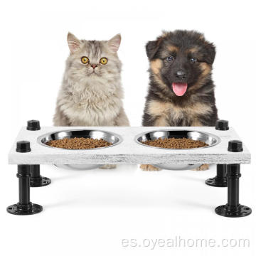 Tazones de comida para mascotas con tazón de acero inoxidable dual